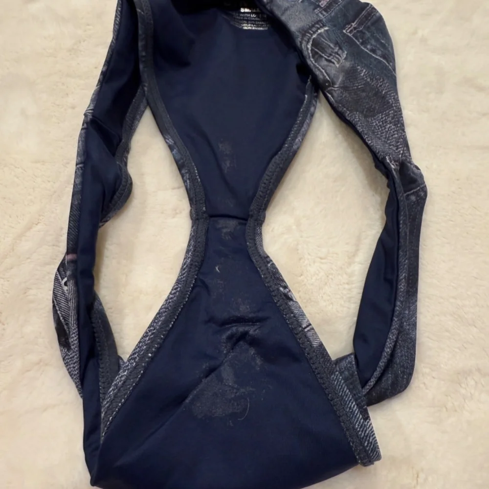New Frankies Bikinis Dawson Cheeky Bikini Bottom denim jeans print 31067
